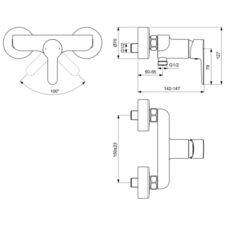 BC207AA Настенный смеситель для душа Ideal Standard SESIA  - Вид №1