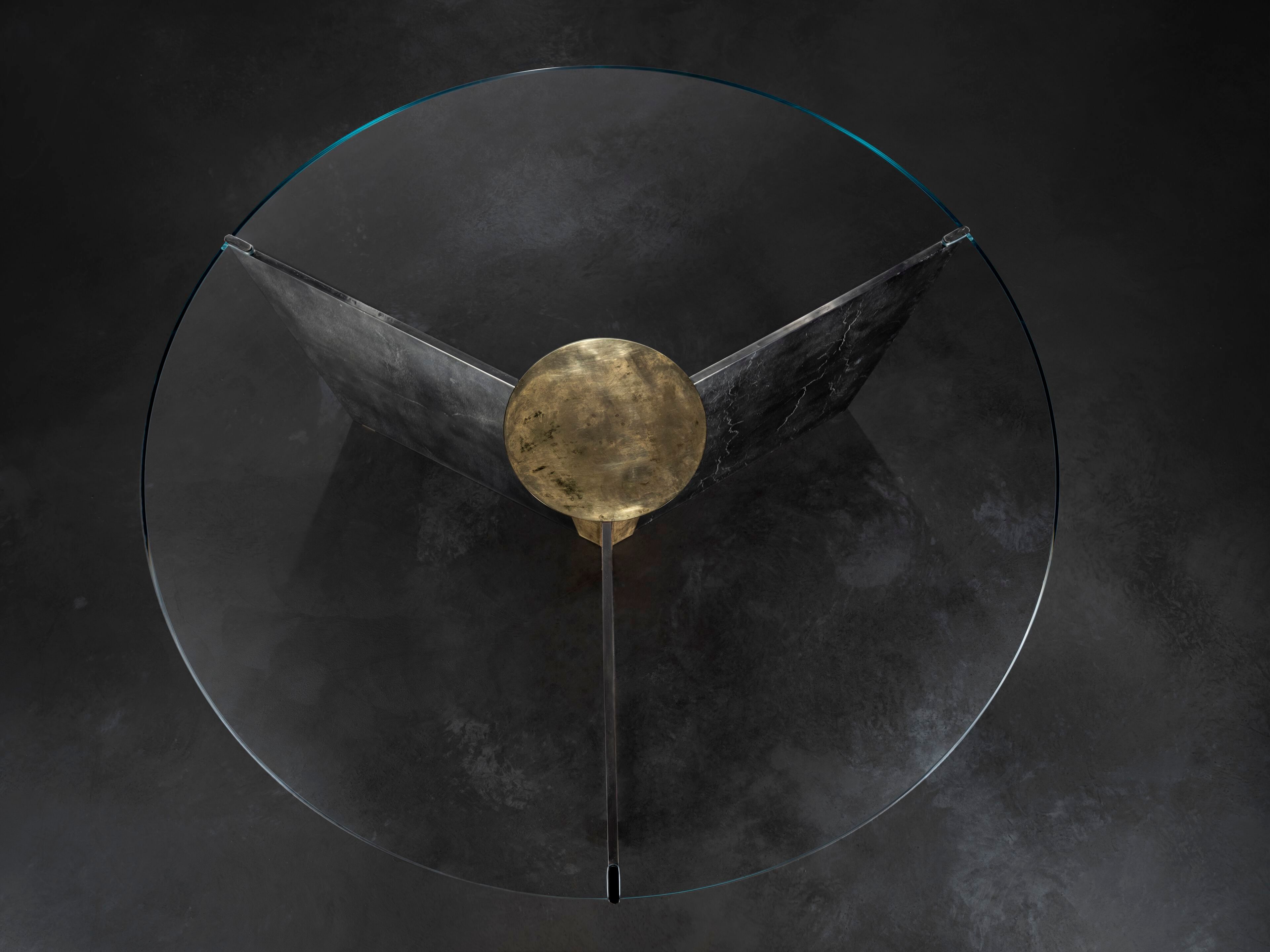 Круглый металлический стол со стеклянной столешницей Henge GOTHAM EVO ARCH-00083040 - Вид №5