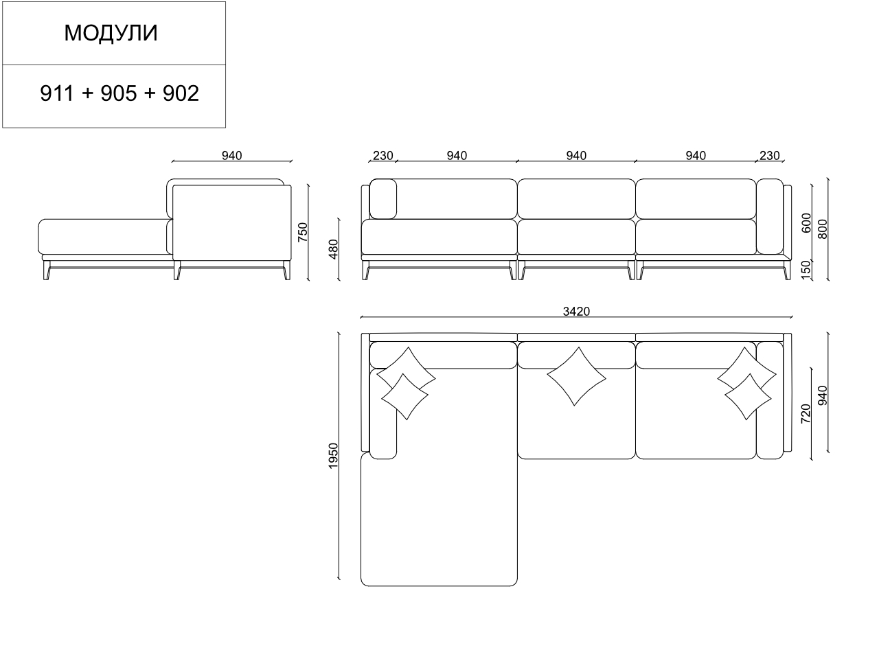Диван Case угловой серый THE IDEA ДИЗАЙНЕРСКИЕ 210538 Серый  - Вид №10