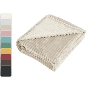 INSPIRE Плед Line Paper 1 из велсофта бежевый 150×200 см 89025381