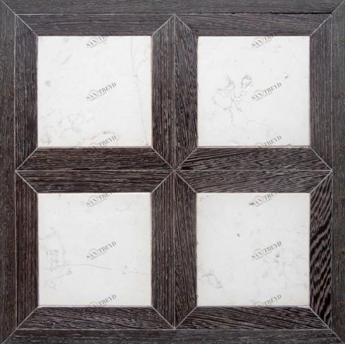 Модульный паркет Da Vinci Модульный паркет с камнем Карисбрук Светлый Травертин Венге Любая на выбор с брашью (Текстурированная) 500х500 мм 26006000205