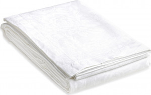 10648804 Яковлевский жаккард Скатерть прямоугольная Яковлевский Жаккард Садовые Цветы 160х450см белая, жаккард, 100% лен Ткань