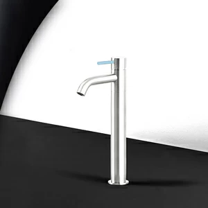 Смеситель для раковины сталь глянцевая с голубой ручкой Toki Radomonte TKS3LCIL17