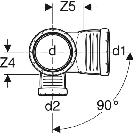 393.561.14.1 Крестовина двухплоскостная комбинированная Geberit Silent-Pro 87,5°, левая Geberit  - Вид №2