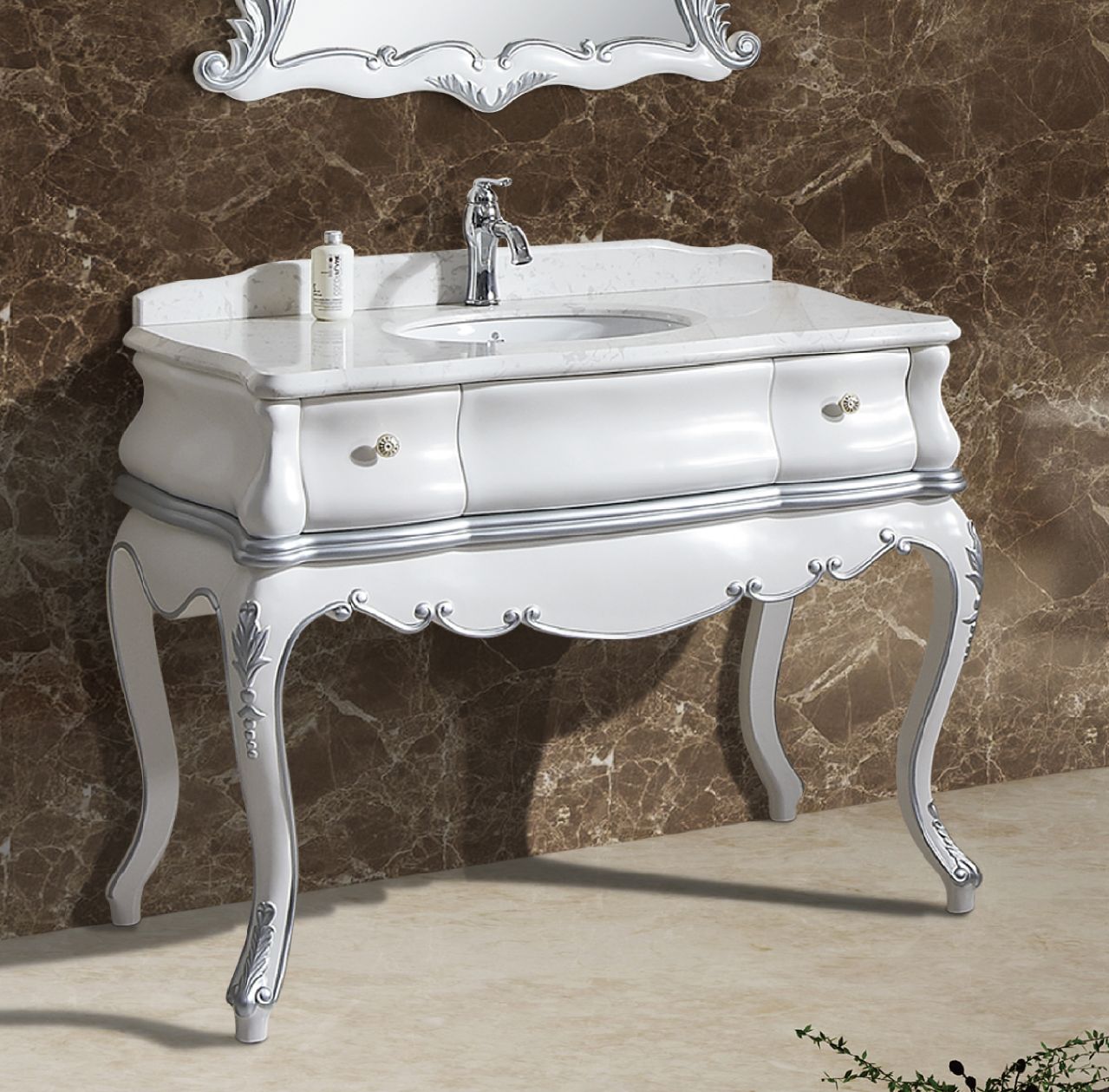 Тумба OREIRO арт. BDF-A3005 Белый с серебром Tessoro BDFA3005CWS - Вид №2