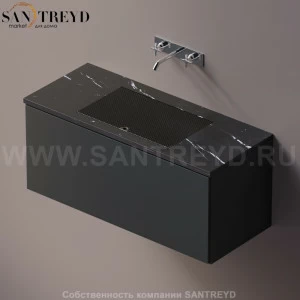 AELLM0CC11012ED Подвесная раковина настенная прямоугольная Agape Ell черная