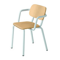 Hull 629 Стул с подлокотниками и стальным каркасом, 4 ножки. Сиденье и спинка из бука (тисненая отделка). Et al. Hull