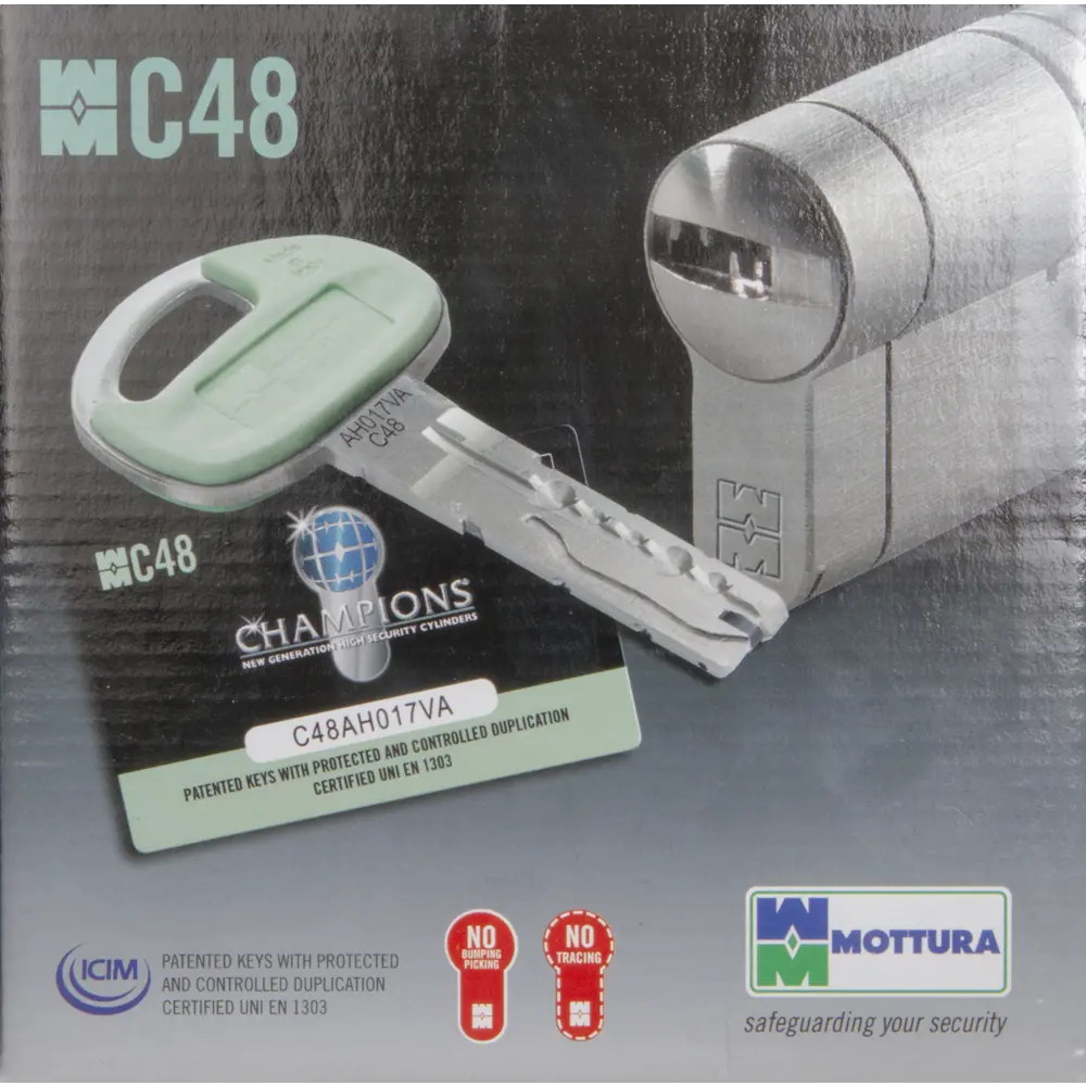 Цилиндр Mottura Champions 48 C48P513101C5, 46x10x26 мм, ключ/шток, цвет матовый никель, без вертушки 82393159 STLM-2063370 - Вид №3