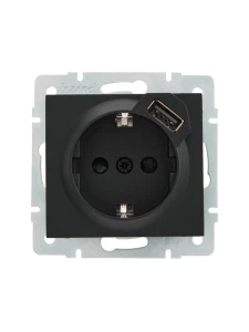 RAIN Розетка сз+USB разъём без рамки черный