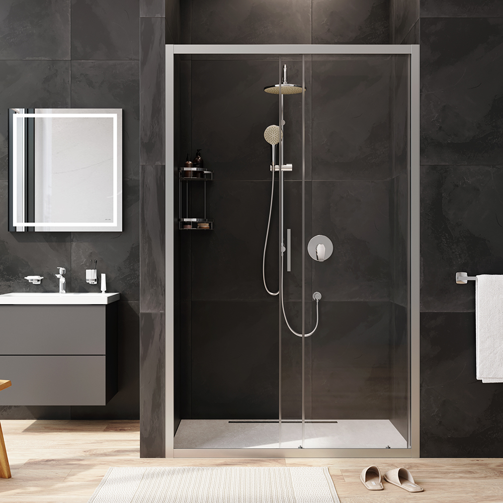 W90G-120-1-195MT Solo Дверь душевая 120х195 стекло прозрачное профиль матовый хром AM.PM Gem - Вид №2