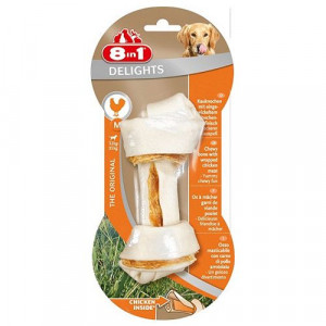 Т0043076 Лакомство для собак DELIGHTS M Косточка для средних и крупных пород 14,5см 8 in 1