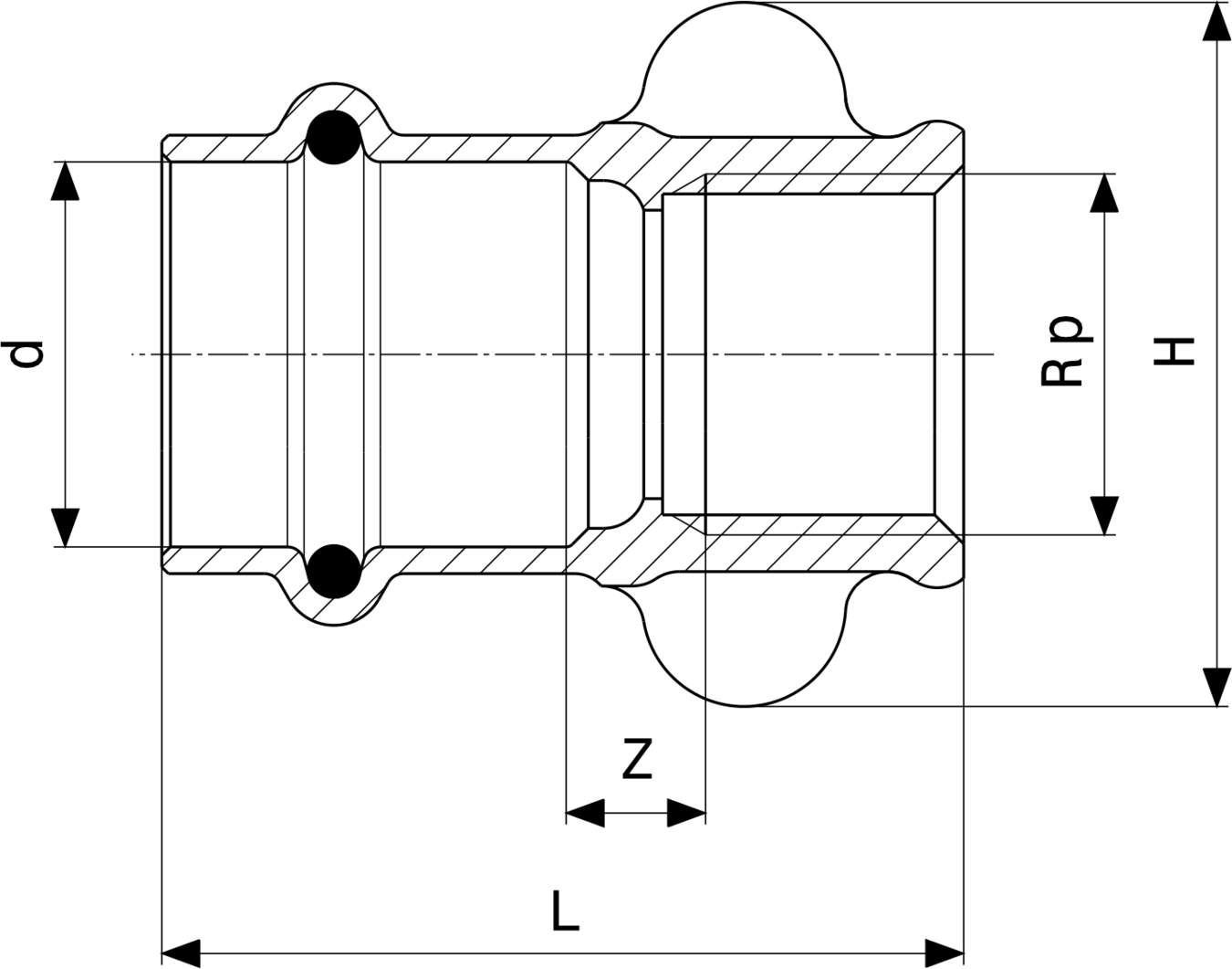 346 461 Модель 2612 Трубопроводные системы  Profipress G  Переходники/​переходные угольники Santreyd  - Вид №3