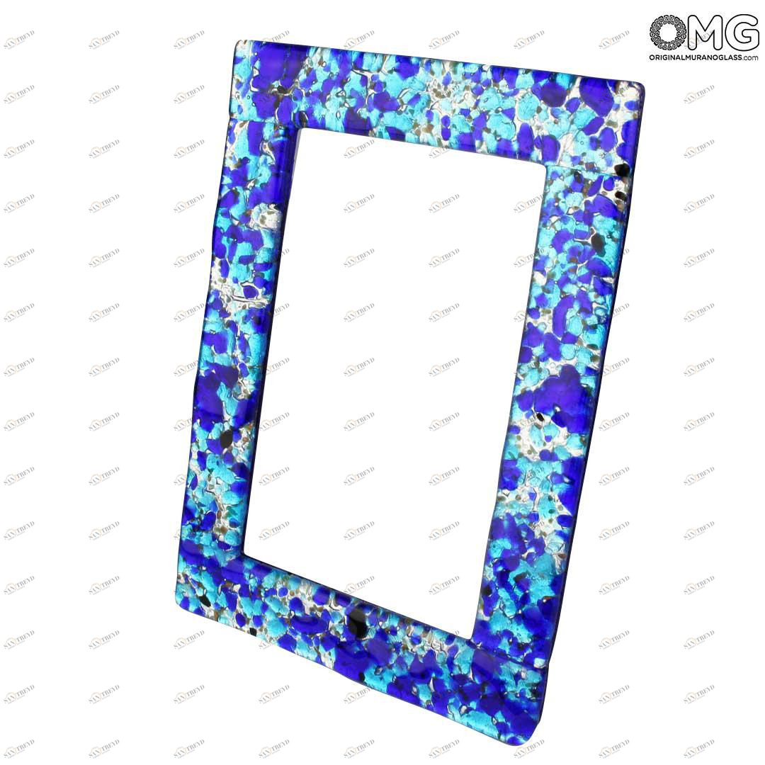 3459 ORIGINALMURANOGLASS Фоторамка с листовым серебром - муранское стекло OMG  см 