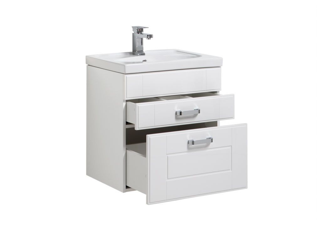 Тумба с раковиной Aquanet Рондо 60 белый (2 ящика) 0018915700185476 - Вид №1