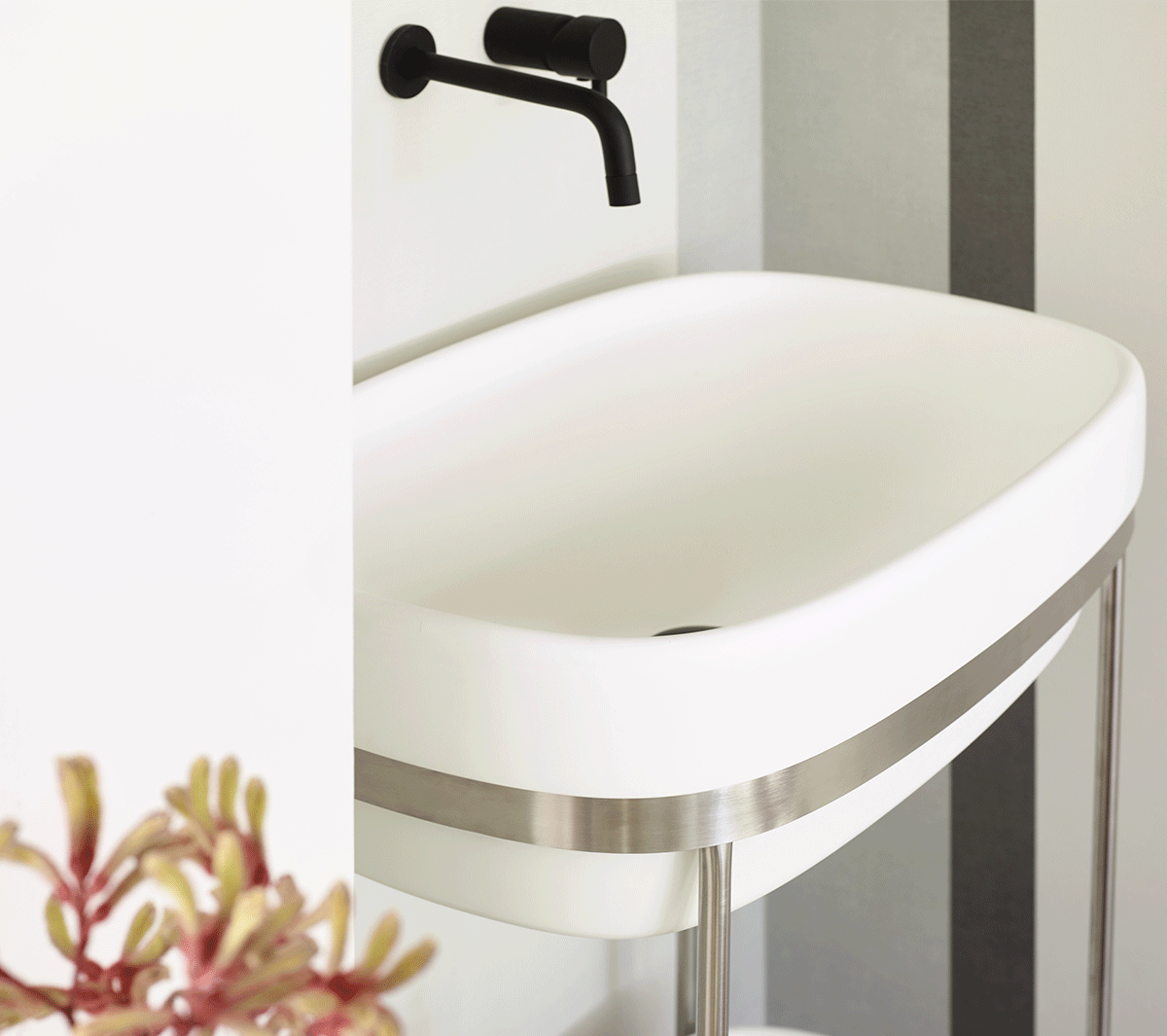 Ex.T RIBBON Отдельностоящая консоль из сатинированной стали с подносом Livingtec com_EXLAVRIBBONSAT/LIV - Вид №4