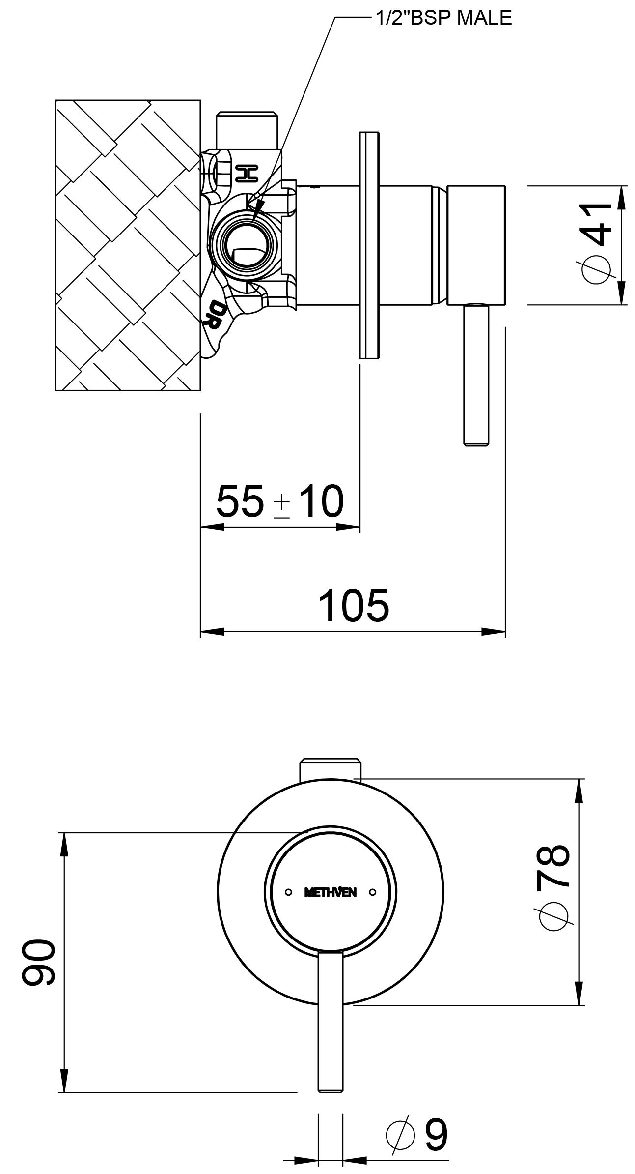TUHPSGR Смеситель для душа Turoa Methven Матовый графит  - Вид №1