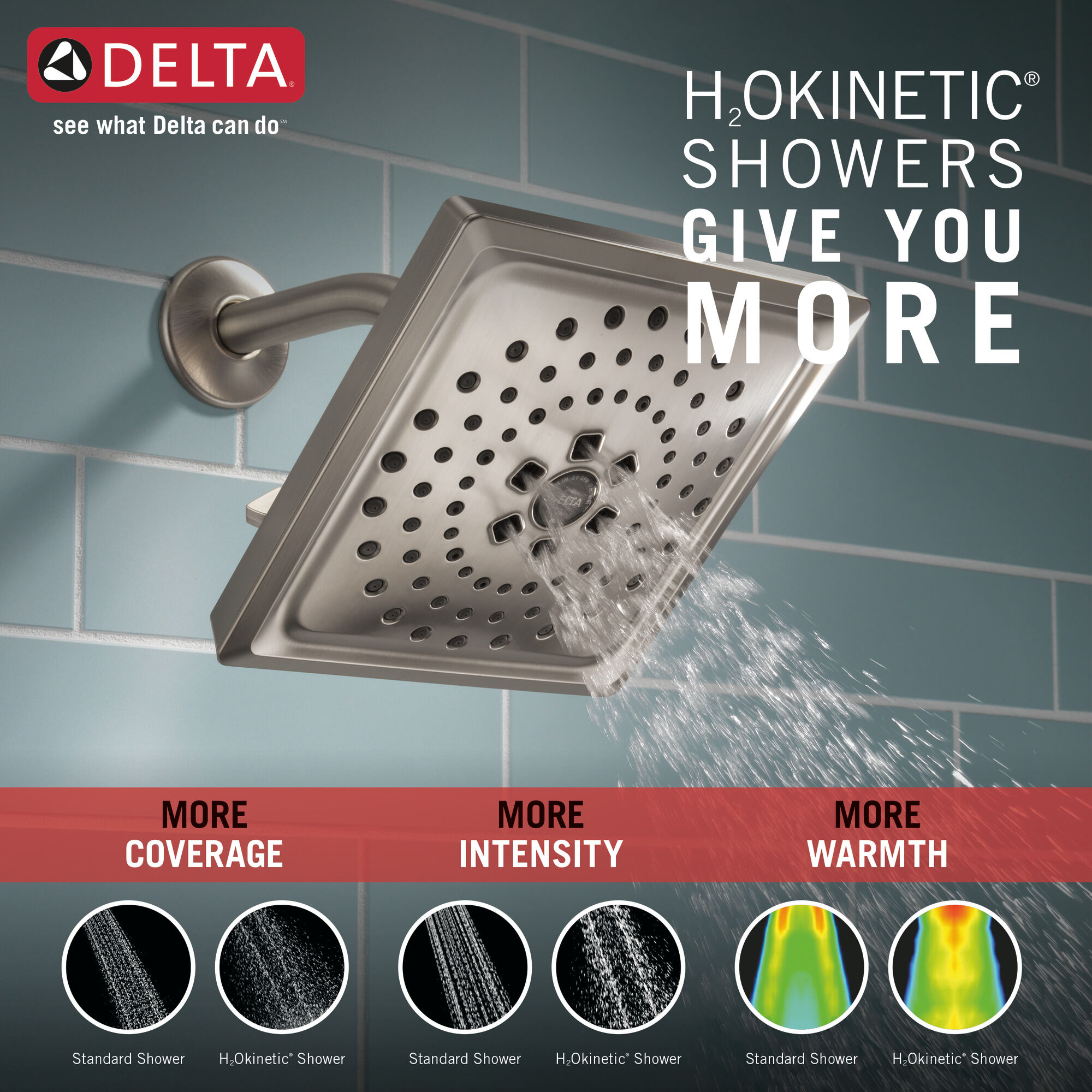 75355CSN H2Okinetic® 3-х позиционная душевая лейка Raincan Delta Faucet DELTA Матовый никель Spotshield - Вид №1