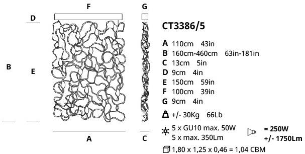 Serip Подвесной светильник из бронзы ручной работы Niagara Ct3386/5 - Вид №1