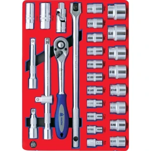 МАСТАК Набор торцевых головок 1/2 с принадлежностями, двенадцатигранные, ложемент, 28 предметов