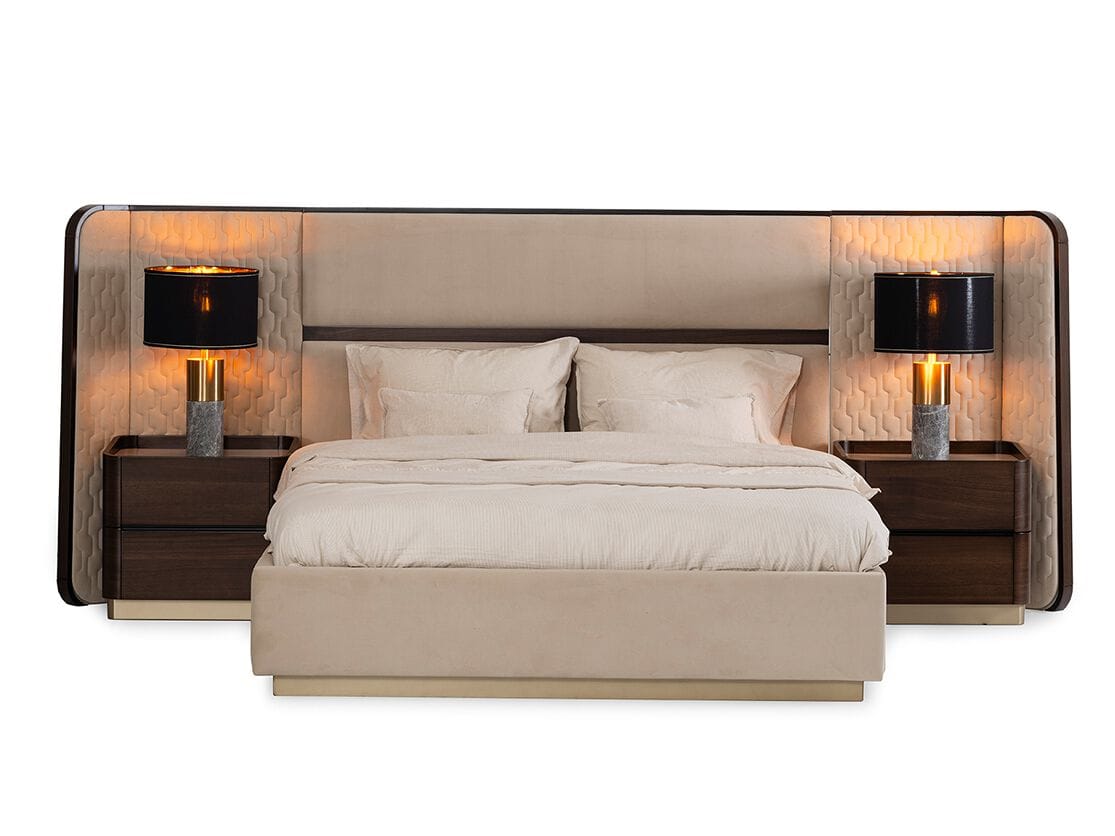 Двуспальная кровать для хранения ткани с мягким изголовьем NDESIGN Tawny ARCH-00136205