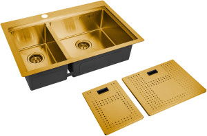 Мойка кухонная ZorG Master N ZM N-78-2-52-R BRONZE из нержавеющей стали с накладкой, бронза