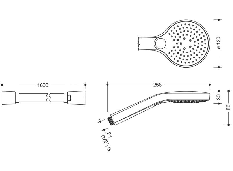 950.33.E079 Комплект ручного душа и шланга для душа HEWI Universalprodukte  - Вид №1