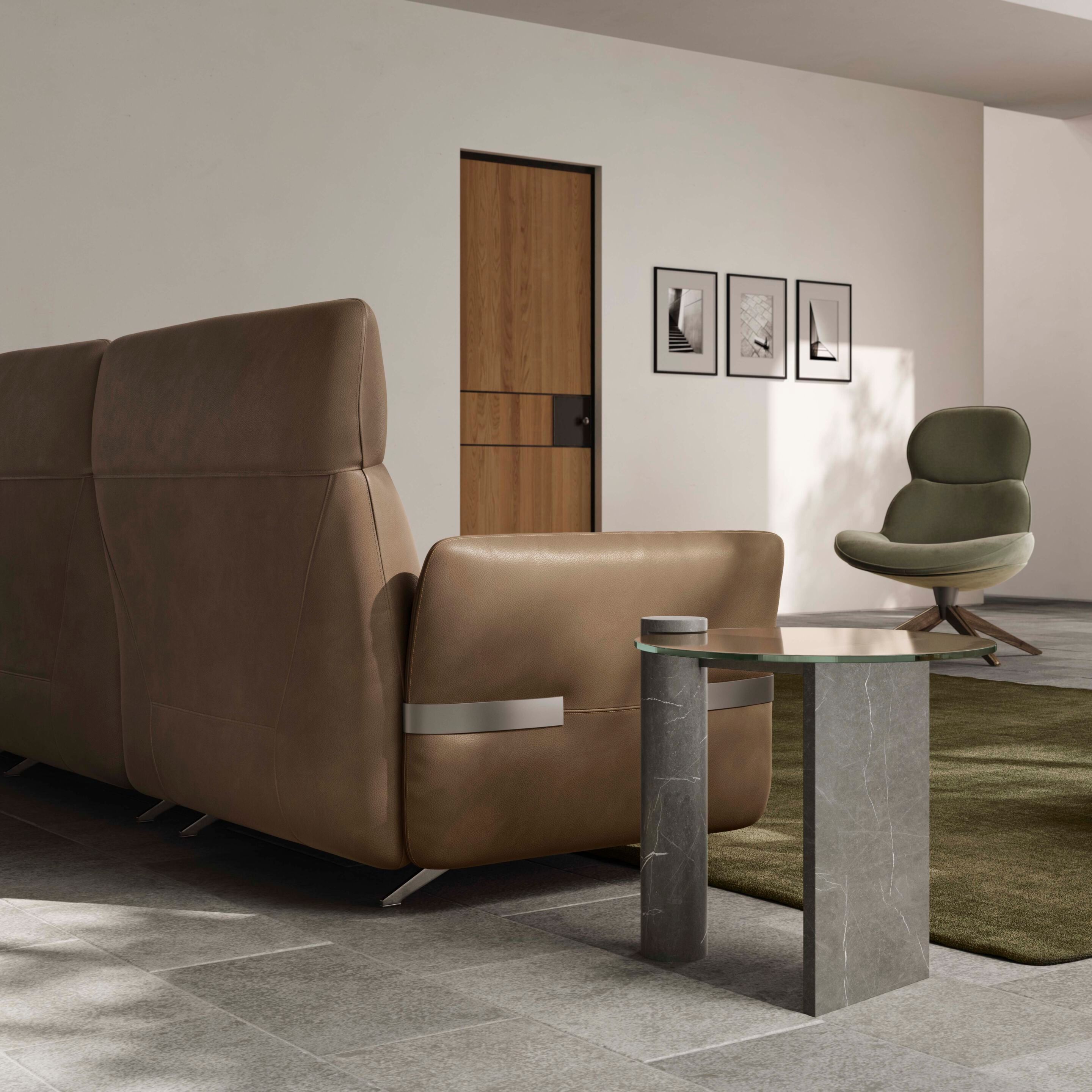 Кожаный диван с полуостровом Natuzzi Italia Solar ARCH-00108847 - Вид №3