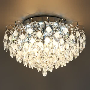 Люстра хрустальная потолочная со светодиодной подсветкой Бриз с пультом управления 8 ламп 33 м² цвет хром