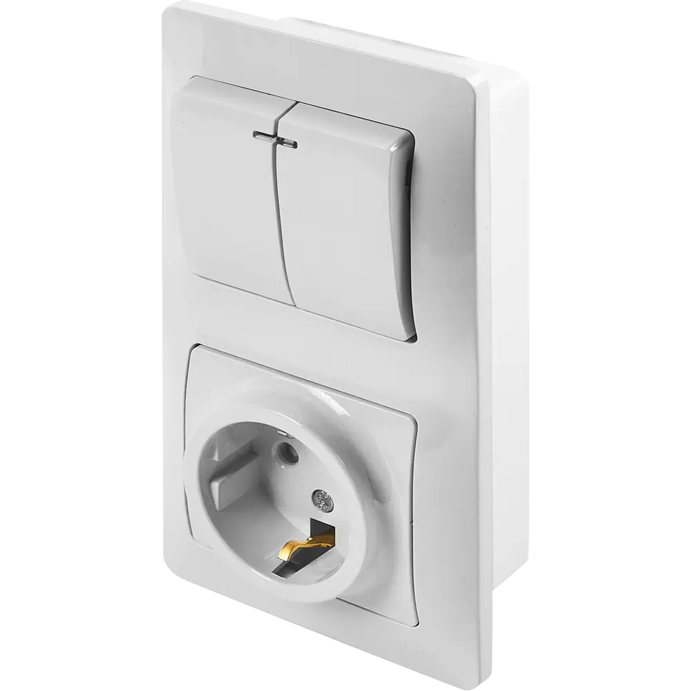 Schneider Electric Glossa — встраиваемый блок с розеткой и 2-клавишным выключателем 86710150 STLM-0070771 - Вид №1