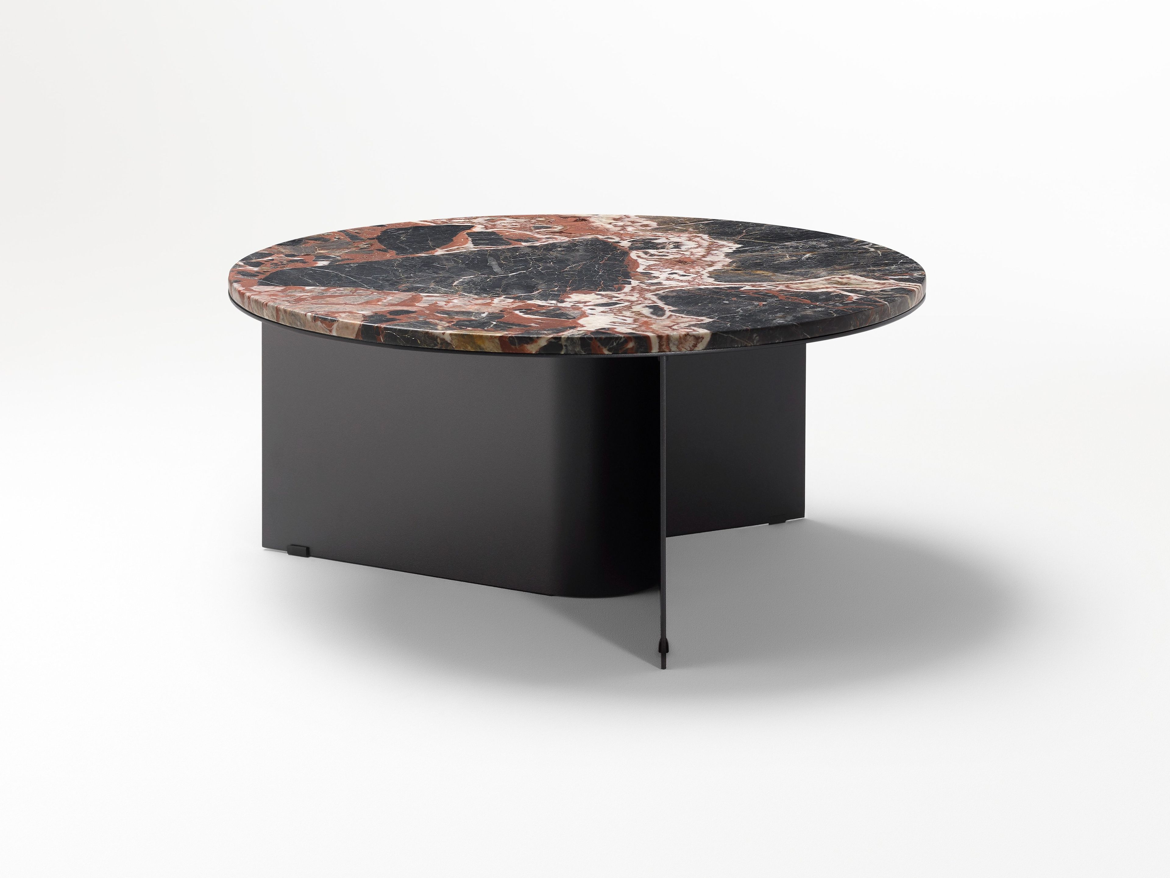 Алюминиевый низкий круглый журнальный столик с мраморной столешницей Ross Gardam ARCH-00054369