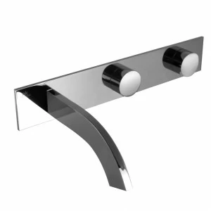 Смеситель для раковины настенный 1/2 ”. Керамические дисковые клапаны. Без всплывающих отходов. Без аэратора. Расход 6,6 л / мин. при 3 барах.  Giro NOKEN 100046335  CHROME