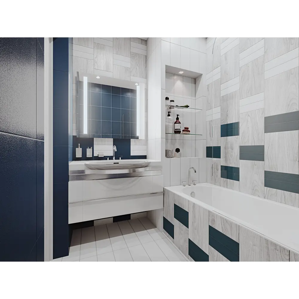 Керамогранит Tone 15х60 см 1.36 м² цвет белый матовый BELANI STLM-2010528 - Вид №6