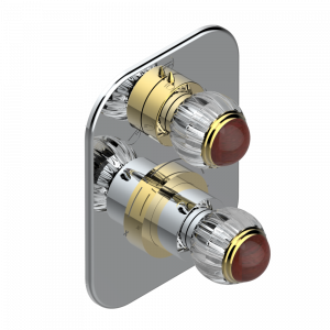 A8N-5600BE Ручки регулировки для термостата THG с переключателем на 3 выхода арт.5600AE Thg-paris Vogue с красной яшмой Хром/золото