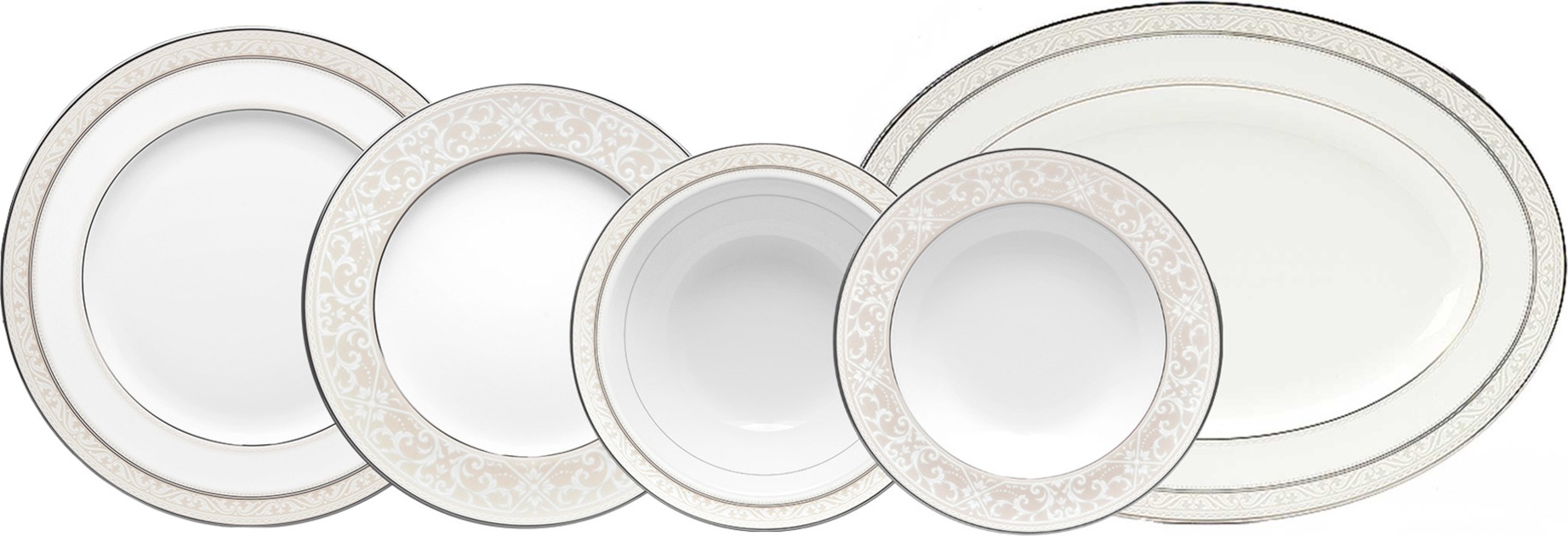 10672918 Noritake Сервиз столовый Noritake Монтвейл, платиновый кант на 6 персон 20 предметов, фарфор Фарфор костяной 