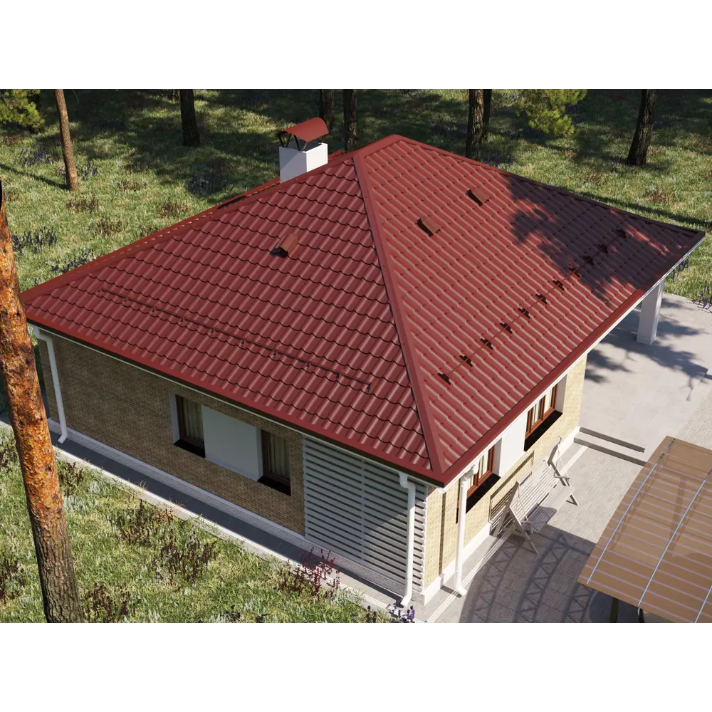 Металлочерепица 0.5 мм ГОСТ 1200x1180 мм RAL 3005 винно-красный 89234824 STLM-2092369 Santreyd  - Вид №4