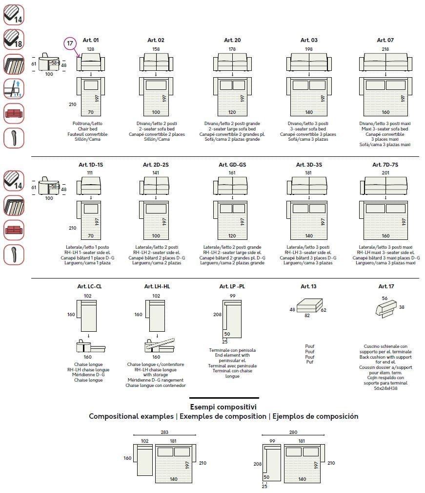 Двуспальный диван-кровать из ткани с полуостровом Felis Day &amp ARCH-00109702 - Вид №5