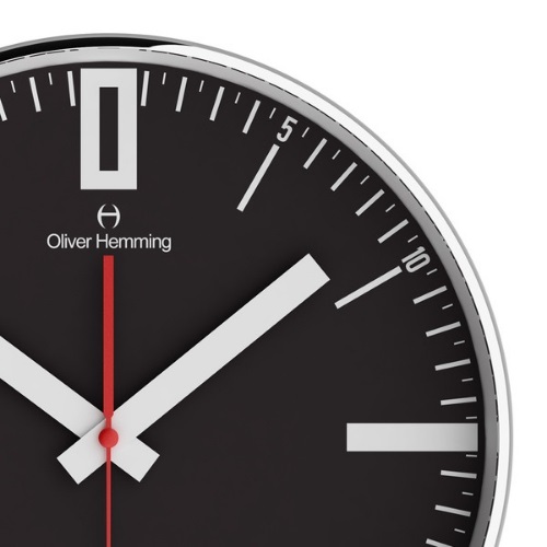 Настенные часы Simplex, Ø40 см, черные, W400S45B Oliver Hemming  - Вид №2