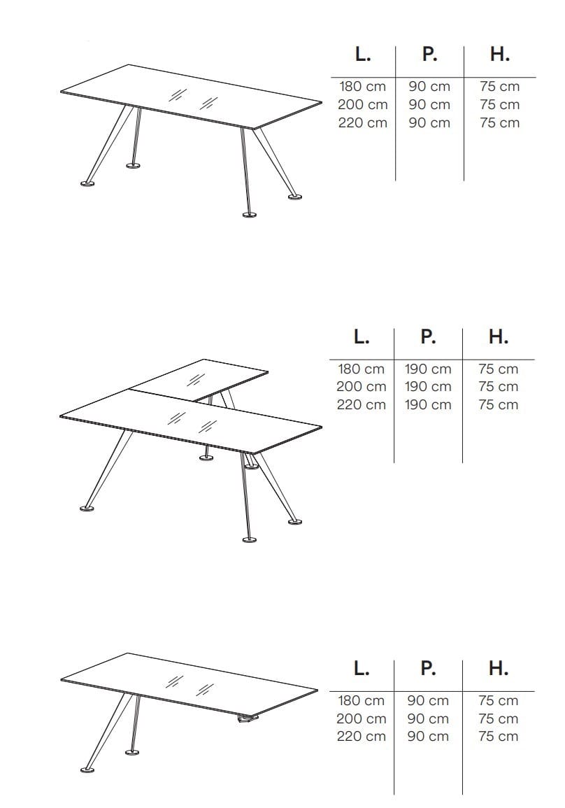 Угловой секционный стол из дерева и стекла FREZZA Spike ARCH-00083329 - Вид №2