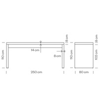 Deck 503B Стол из сотового картона с ламинированной поверхностью. Версия 80 см глубиной. Et al. Deck