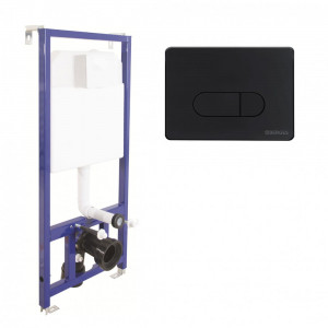 040235 Инсталляция BERGES для скрытого монтажа унитаза NOVUM кнопка D5 Soft Touch чёрная  Berges NOVUM R1