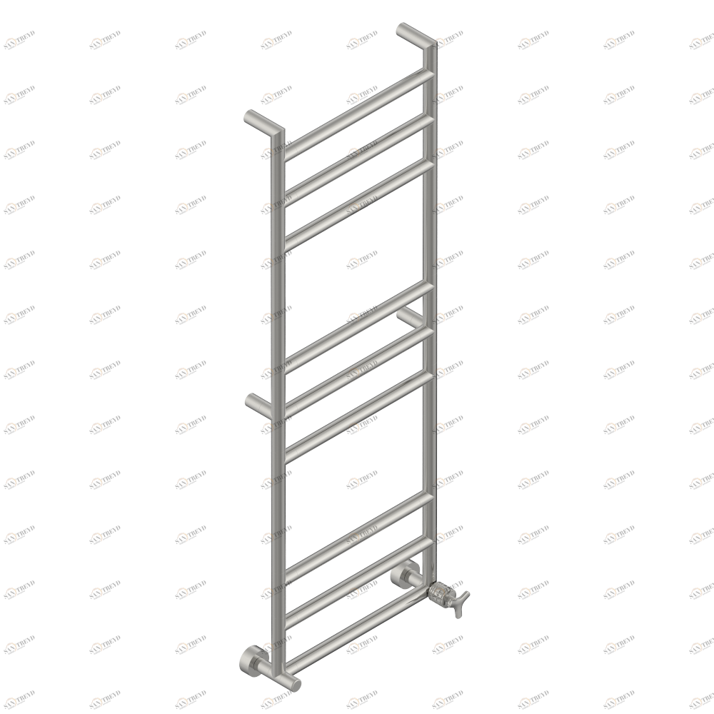 G9E-TWR9H1 Полотенцесушитель Современный круглый, 9 перекладин, 533 мм x 1487 мм, водяной, с 1 декоративной крестовой рукояткой Thg-paris System métal quadrillé Матовый никель G9E-TWR9H1 CAT.C