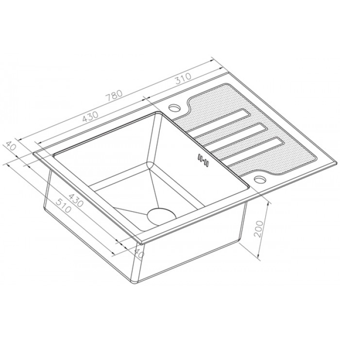 Zorg GL 7851 Black Мойка кухонная прямоугольная Zorg  - Вид №3