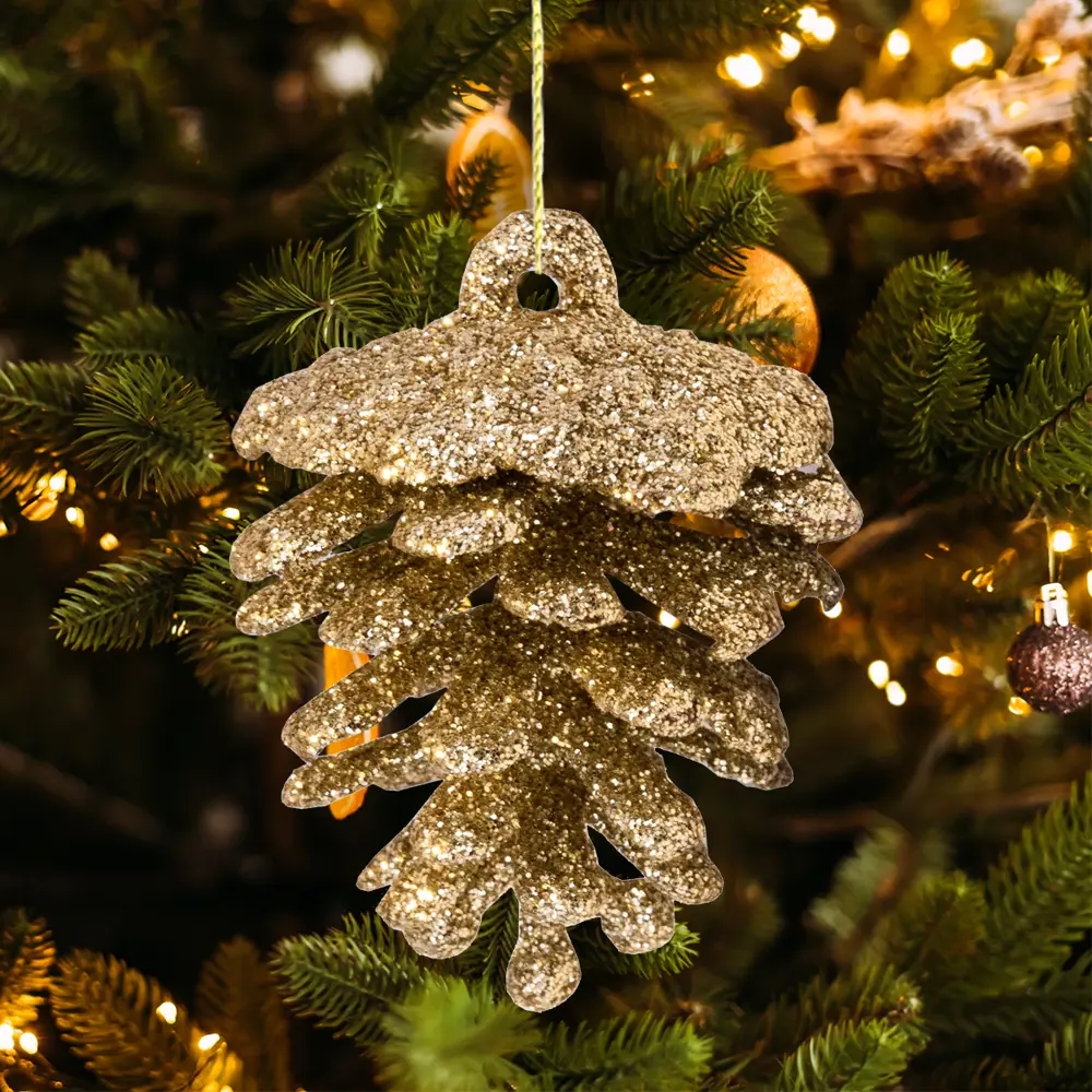 89381685 Украшение елочное Шишки золотой 10 шт. STLM-1331735 Santreyd  - Вид №3