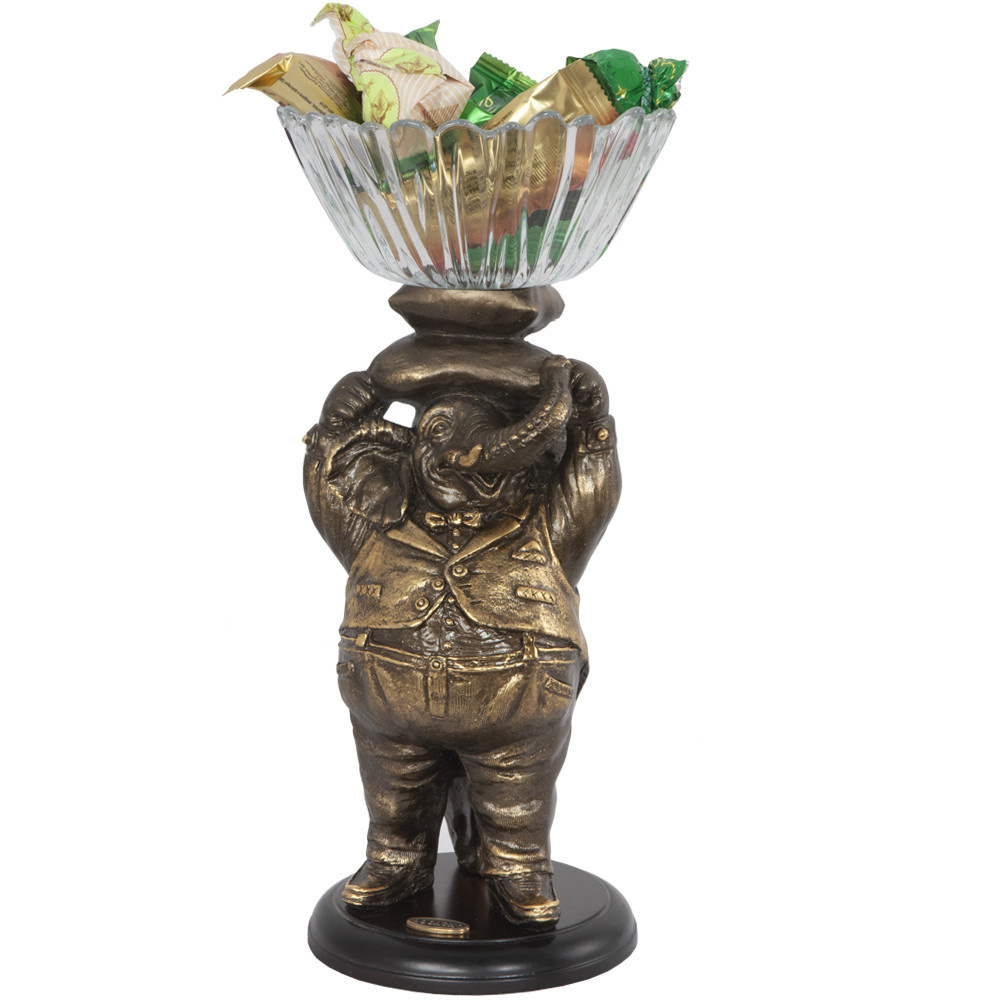 52083 BOGACHO Фруктовница-конфетница Слон Мистер Твистер Литьевой мрамор / стекло  - Вид №6