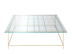 Стеклянный низкий квадратный журнальный столик