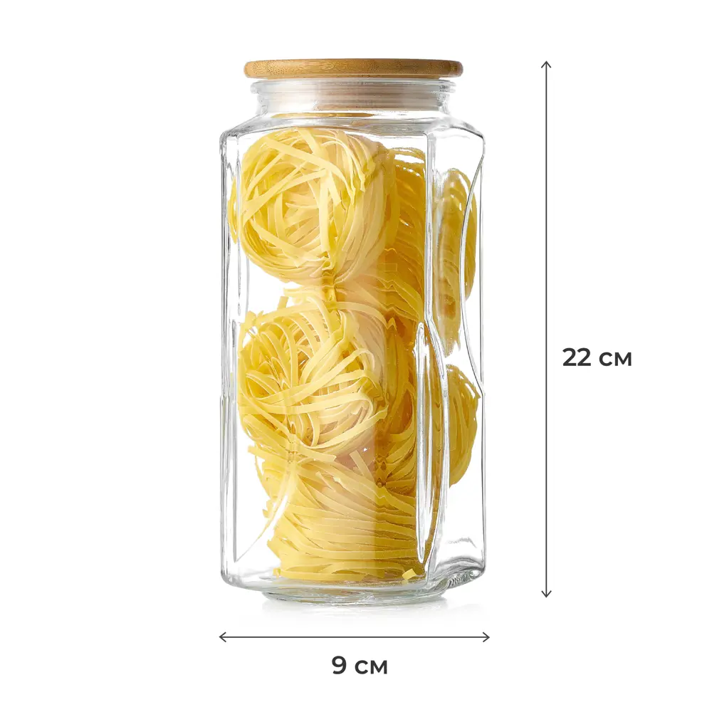 Банка для сыпучих продуктов Esprado Bambu 1.35 л стекло прозрачный STLM-2078783