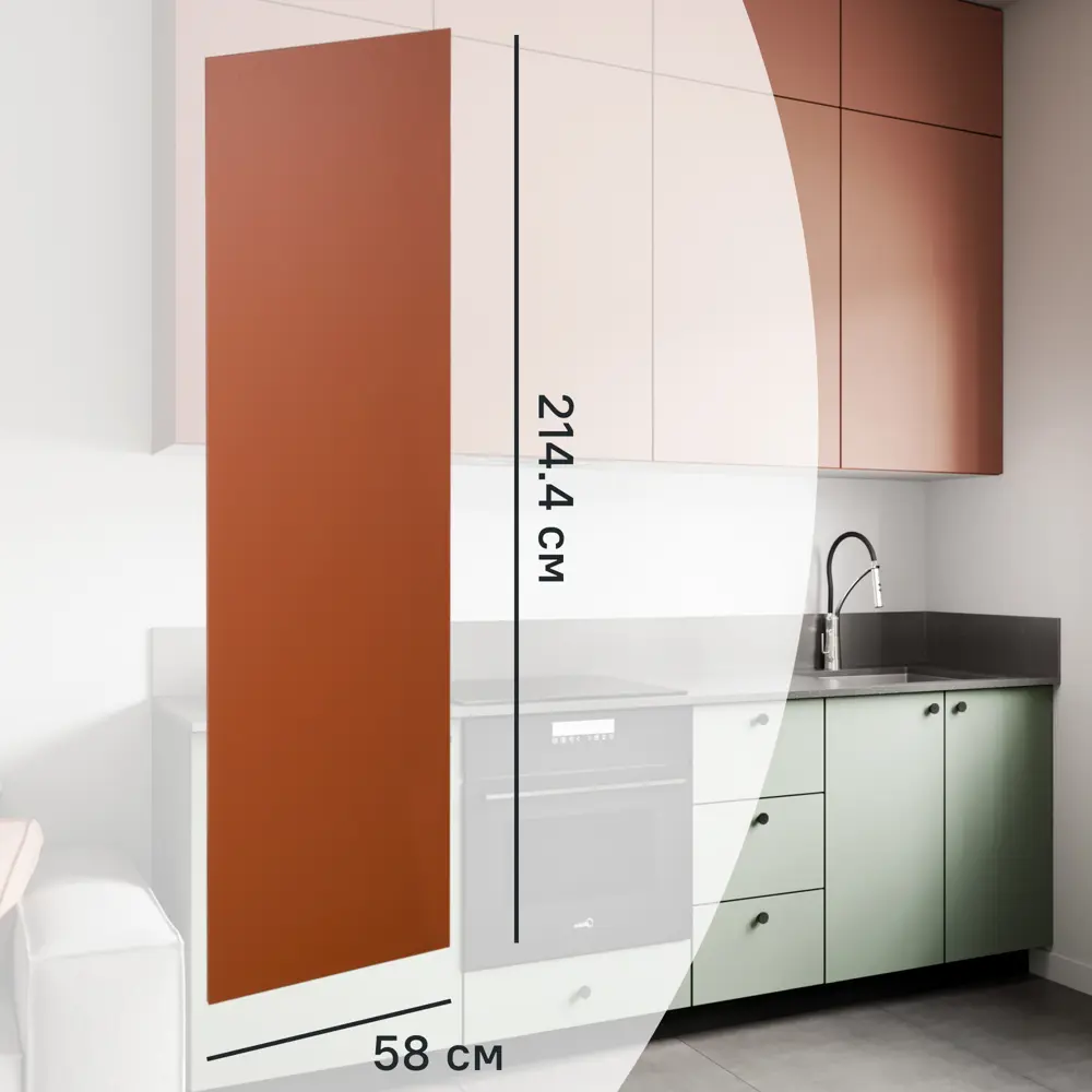 Фальшпанель KONSENSA Тара 58x214.4 см терракотовый МДФ для кухни 89385591 STLM-1436564