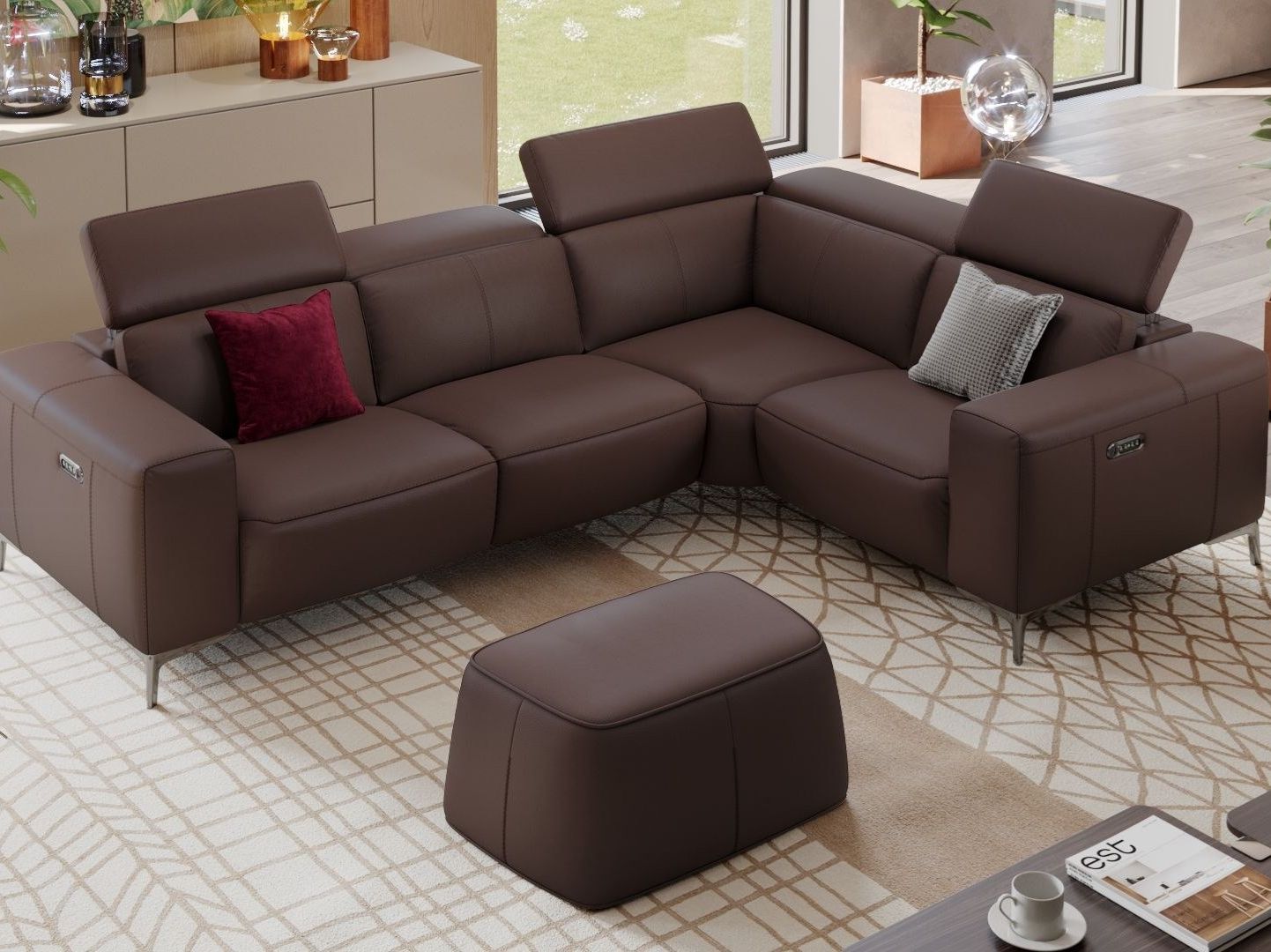 Кожаный прямоугольный пуф Sofanella Montefino ARCH-00110269 - Вид №4