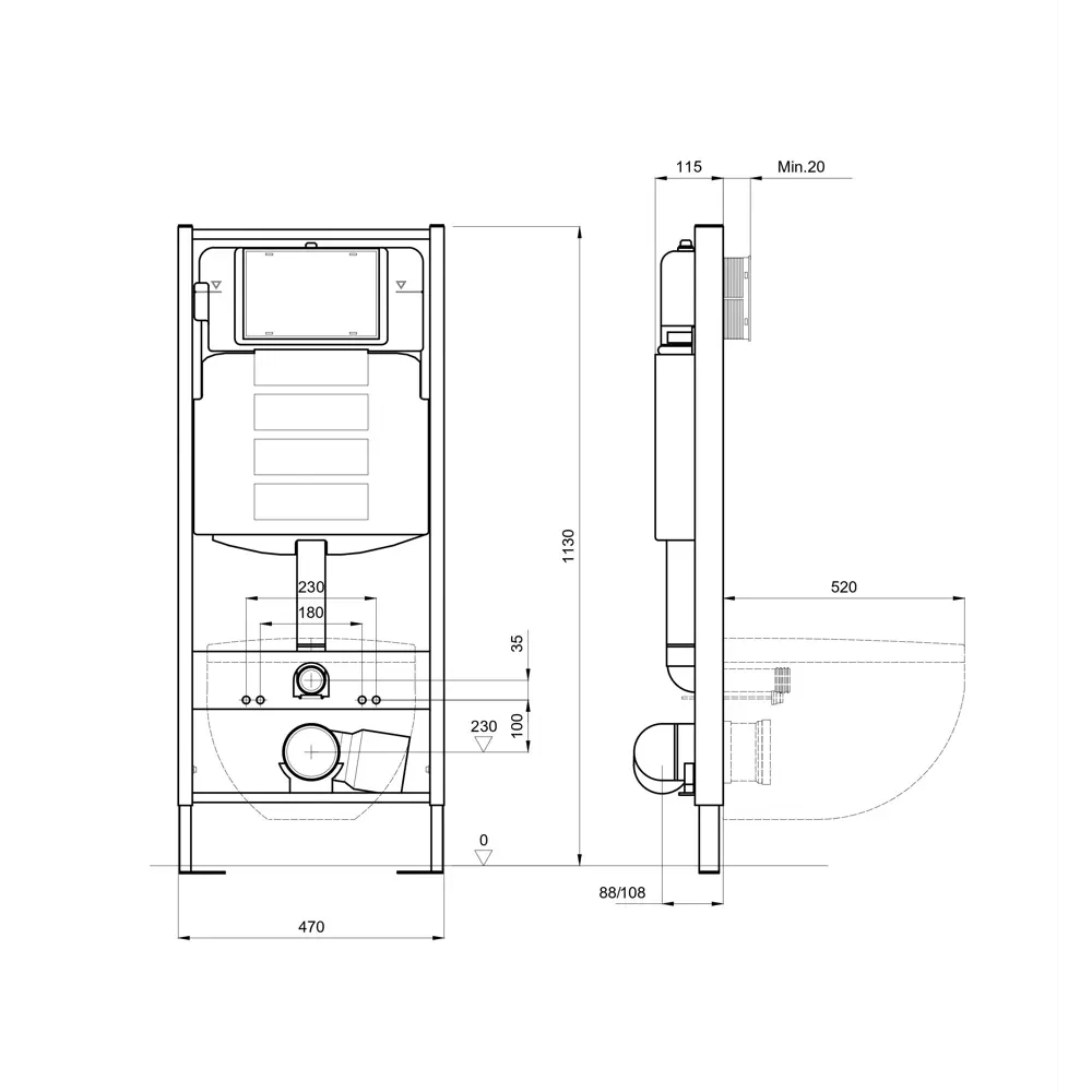 Комплект инсталляция с унитазом Оберон с клавишей, безободковый, с микролифтом, цвет черный, арматура Geberit Santreyd STLM-2002267 - Вид №14