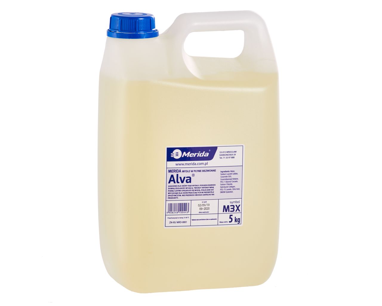 M3X Специальное жидкое мыло для пищевой промышленности ALVA ODORLESS соломинка, канистра 5 кг, без запаха Merida 